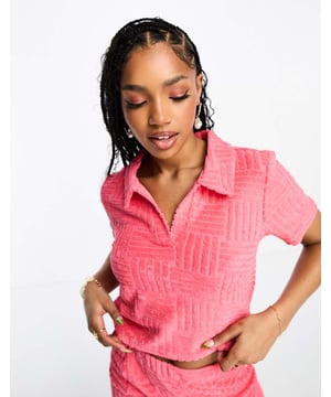 Tops by Pieces Part of a co-ord set Skirt sold separately Spread collar Short sleeves Regular fitSold By: Asos