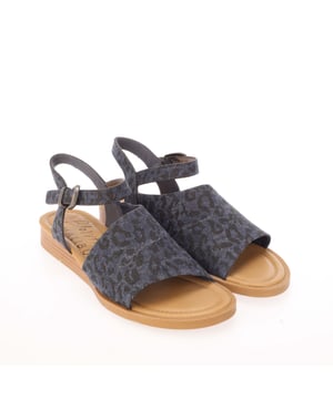 Womens Blowfish Malibu Ardice Leopard Print Sandals in denim.- Synthetic upper.- Wide asymmetrical strap.- Back strap with an elastic panel at the buckle.- Subtle micro wedge heel.- Blowfish Malibu's signature branded sole.- Ref: B10647B663