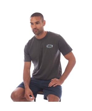Mens NICCE Tanetta Logo T- Shirt in charcoal.- Ribbed crewneck.- Short sleeves.- Bold  contrasting blue graphic.- Woven label to the side.- Regular fit.- 100% Cotton.- Ref: NE2A129516CL