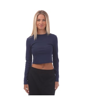 gestapelde logo borduring longsleeve rib top