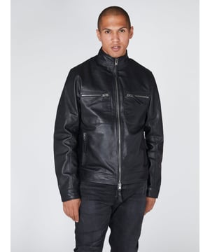 Worker jacket from Bolongaro Trevor in soft real leather. This worker jacket features a funnel neck, two way zip front, zip pockets and snap cuffs. This jacket has all the quintessential markers of a great leather jacket. Our model is 180 cm tall and is wearing size M.