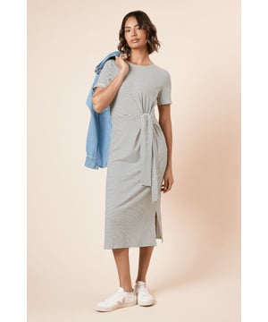 Knot Detail Stripe T Shirt Dress