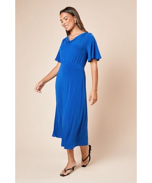 Cowl Neck Tie Back Midi Dress