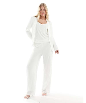 Trousers & Leggings by Vila Part of a co-ord set Top and blazer sold separately Sequin embellishment High rise Elasticated waist Wide legSold By: Asos
