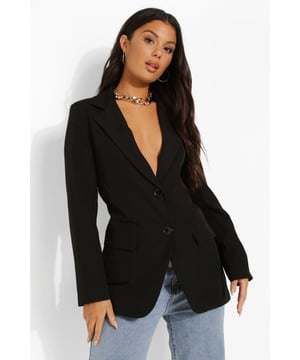 A menswear classic with a feminine edge, add a touch of soft tailoring to your wardrobe with a blazer. Resembling a suit jacket but cut more casually for an effortlessly chic look, blazers are the trans-seasonal piece you need. Featuring lapels and button detailing, we've got blazers for women who wanna bring a new kinda energy to their outfits. Team a double breasted blazer with some heel boots, or get on board with the oversized trend and go for longline pieces for an edgy vibe.Style: BlazerDesign: PlainFabric: Bi StretchLength: RegularNeckline: CollaredSleeve Length: Long Sleeve