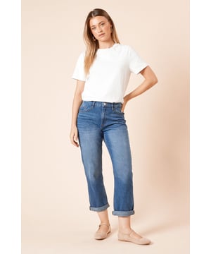Relaxed boyfriend fit for effortless style
        Ankle-grazer length with fold-up cuffs
        Classic five-pocket design
        Versatile mid-wash denim
        Belt loops for accessorising options
    
    Embrace laid-back chic with these Dorothy Perkins Boyfriend Ankle Grazer Fold Up Jeans. The relaxed fit offers comfort without compromising on style, perfect for the fashion-conscious woman who values both trends and ease. The ankle-grazer length with fold-up cuffs adds a contemporary twist, allowing you to customise your look. Pair with a crisp white tee and trainers for a casual brunch date, or dress up with a flowy blouse and ballet flats for a baby shower. The versatile mid-wash denim effortlessly transitions from day to night, making these jeans a wardrobe staple. Whether you're running errands or meeting friends for coffee, these jeans offer the perfect blend of comfort and style for the modern woman who's always on the go.