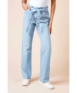 Distinctive paper bag waist with tie belt detail for a flattering silhouette
        Regular fit with straight leg design for everyday comfort
        Crafted from 100% cotton for breathable, durable wear
        Classic five-pocket styling with functional front and back pockets
        Subtle frilled edge along the waistband adding a feminine touch
    
    These Tie Waist Paper Bag Jeans from Dorothy Perkins present the perfect balance of comfort and style for your casual wardrobe. The distinctive paper bag waist creates a gathered effect that defines your waistline, whilst the accompanying tie belt allows for adjustable styling. Pair with a simple fitted vest top as shown for weekend brunches with friends, or add a lightweight knit for family gatherings. The straight leg silhouette works beautifully with both trainers for daytime errands and ballet flats for a slightly more polished look. These versatile jeans transition effortlessly from coffee dates to shopping trips, making them an essential for your daywear collection. The cotton fabric ensures these jeans will become more comfortable with each wear, moulding to your shape whilst maintaining their structure throughout the day.