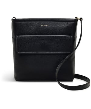 Bolso de mano Radley Brompton Crescent negro para mujer, fabricado en piel. Incluye: cierre de cremallera superior, herrajes dorados, correa de hombro ajustable, cierre frontal con corchetes y medidas: 21 cm de alto x 22 cm de ancho x 5 cm de profundidad.