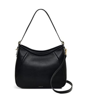 Zwarte Radley Eastney Street damestas, gemaakt van leer. Voorzien van: ritssluiting aan de bovenkant, gouden details, verstelbare schouderband, hanglabel en hoogte 23 cm x breedte 34 cm x diepte 13 cm.