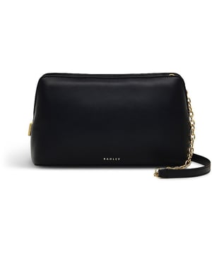 Bolso Radley Elia Mews negro para mujer, fabricado en piel. Incluye: cierre de cremallera superior, herrajes dorados, correa de cadena/piel para el hombro, interior con medidas de 14 cm de alto x 25 cm de ancho x 6 cm de profundidad.