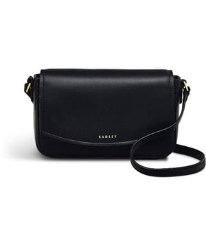 Bolso de mano Radley River Road negro para mujer, fabricado en piel. Incluye: cierre magnético, compartimento trasero, logo Radley, correa de hombro ajustable y medidas: 13 cm de alto x 20 cm de ancho x 5 cm de profundidad.