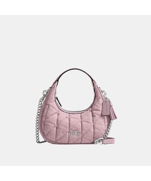 Carmen Mini Crossbody in Quilted Colored Denim, Exclusive of trim, this denim style is crafted of cotton sourced from farms that use regenerative agricultural practices—those that help to maintain and rejuvenate land, increase biological diversity and soil health and could lead to increased carbon absorption, Inside zip pocket,  Length: 19.50 cm,  Width: 6.50 cm,  Height: 10.00 cm