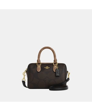 Mini Rowan Crossbody in Blocked Maxi Signature Canvas, Two credit card slots,  Length: 17.50 cm,  Width: 10.00 cm,  Height: 12.00 cm