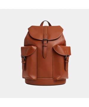 Warner Backpack in Smooth Grain Leather, Inside zip and multifunction pockets
 Inside laptop sleeve, Outside snap pockets,  Length: 31.50 cm,  Width: 17.50 cm,  Height: 43.00 cm