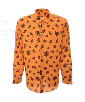 The Paul Smith Men?s S/C Tailored Fit Shirt in orange is made from 100% cotton, ensuring comfort and breathability. This shirt features a tailored fit, providing a sleek and modern look. The vibrant orange color adds a bold and stylish touch, making it a standout piece for both formal and casual occasions
