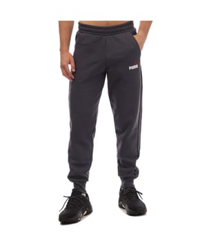 Mens Puma ESS+ 2 Col Logo Track Pants in grey.- Elasticated waistband with internal drawcords.- Side pockets.- Rubber printed PUMA No.1 Logo at left thigh.- Ribbed cuffs.- Regular fit.- 66% Cotton  34% Polyester.- Ref: 58676769