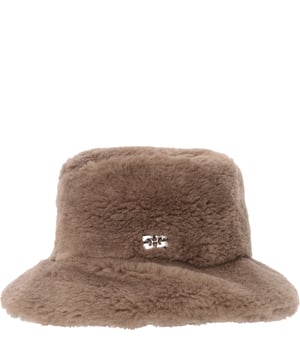 This Light Grey Fluffy Tech Bucket Hat is made from recycled polyester and features a silver GANNI Butterfly logo at the front