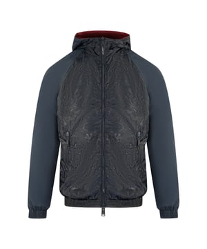 Omkeerbaar marineblauw Emporio Armani jack. Marineblauw Emporio Armani jack. Ritssluiting. 100% polyamide. Zakken met rits. Zichtbaar merk, 3Z1B88 900