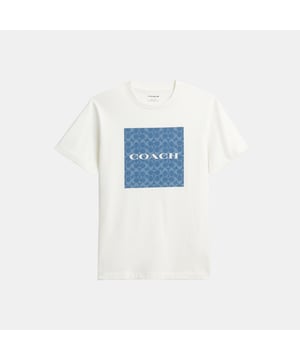 Denim Signature Square T-Shirt, Model is 6'2" (188cm), chest 37" (94cm), waist 28" (71cm), hips 28" (71cm) and wears a size M,  Length: 72.50 cm