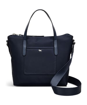 Womens blue Radley filey avenue handbag, manufactured with polyester. Featuring: top zip closure, gold hardware, adjustable shoulder strap, front pocket and height 24cm x width 30cm x depth 9cm.