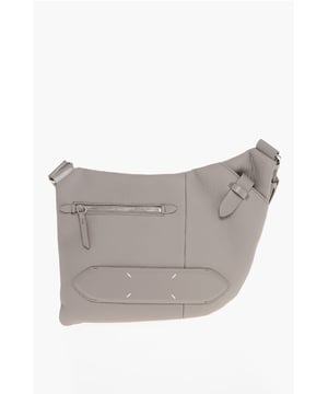 Frühling-Sommer, Grau, Reißverschluss, Innentasche, Außentasche, Verstellbarer Schultergurt, Umhängetasche, Made in Italy, Strukturiertes Leder, LxHxB: 32x24x6cm