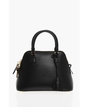 Negro, Cierre de cremallera, Bolsillo interior, Bandolera ajustable, Bandolera extraíble, Piel, Hecho en Italia, Casual, Primavera-Verano, Bolso de mano, LxAlxAn: 26x26x12cm