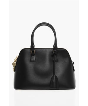 Primavera-Verano, Logotipo, Negro, Cierre de cremallera, Bolsillo interior, Bolsillo exterior, Bandolera ajustable, Bandolera extraíble, Piel, Bolso de mano, Hecho en Italia, Casual, LxAlxAn: 35x33x16cm
