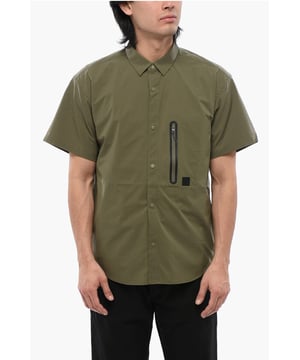 Primavera-Verano, Verde Militar, Mangas cortas, Botones, Bolsillo en el pecho, MATIZES TIERRA