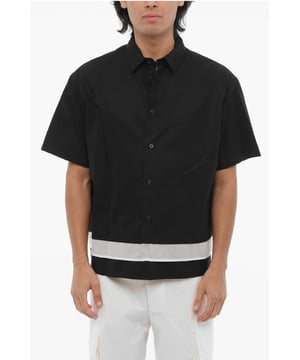Primavera-Verano, Cuello italiano, Negro, Botones, Logotipo, Mangas cortas, Cierre delantero, SAN VALENTÍN