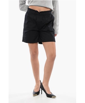 Primavera-Verano, Negro, Cintura elástica, 2 bolsillos, Frente plano, Talle normal