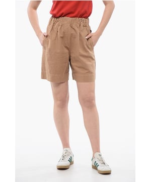 Primavera-Verano, Beige, 3 bolsillos, Cintura elástica, Hecho en Italia, Parte delantera plana, Cintura alta, Logotipo, Trabillas para cinturón, MATIZES TIERRA