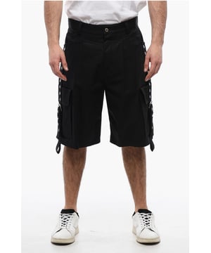 Frühling-Sommer, Schwarz, Mehrere Taschen, Knöpfe, Reißverschluss, Gürtelschlaufen, Schnalle, Made in Italy, Frontverschluss, Flache Vorderseite, Normale Taille