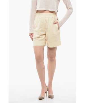 Primavera-Verano, Trabillas para cinturón, Hecho en Italia, Parte delantera plana, Cintura alta, Cintura elástica, 3 bolsillos, Beige, MATIZES TIERRA