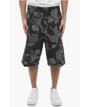 Primavera-Verano, Estampado, Negro, Gris, Cintura elástica, Bolsillos, Cierre de cremallera, Parte delantera plana, Piezas individuales, Corte ajustado