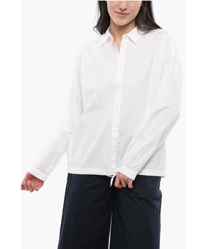 Primavera-Verano, Cuello francés, Blanco, Hecho en Portugal, Botones, Mangas largas, Cintura con cordón, Cierre delantero