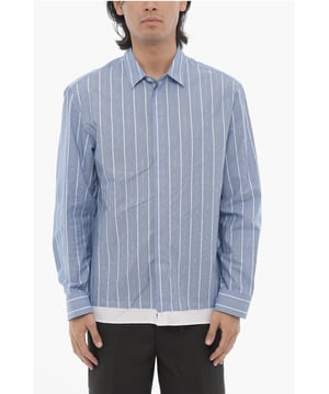Primavera-Verano, Origen preferencial UE (FTA/TCA), Azul, Cuello italiano, Mangas con botones, Botones, Rayas, Mangas largas, Cierre delantero, SAN VALENTÍN, Corte cuadrado