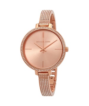 Michael Kors Dameshorloge Kwarts Roze• Materiaal kastdeksel: Roestvrij staal• Soort glas: Mineraal• Materiaal Band: Roestvrij Staal• Kleur kast: Roze• Waterdichtheid: 50 m (5 ATM)• Diameter: 36 mm