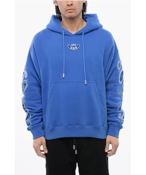 Mühelos cool, Frühling-Sommer, Blau, Kapuze, Lange Ärmel, Gebürstet, Taschen, Logo, Stickerei, Hergestellt in Portugal