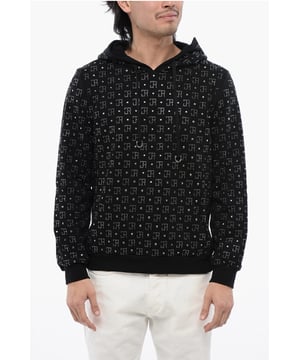 Frescor sin esfuerzo, BRILLANTE, Primavera-Verano, Negro, Cintura con cordón, Capucha, Mangas largas, Hecho en Italia, Estrás, Logotipo, Cintura elástica, Cepillado, Mangas largas, Bolsillos, SAN VALENTÍN