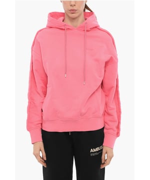 Moeiteloos cool, Lente-Zomer, Gemaakt in Italië, Roze, Capuchon, Lange mouwen, Geborsteld, Logo, Borduurwerk, ST VALENTIJN