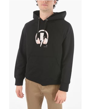 Frühling/Sommer, Schwarz, Kapuze, Kordelzug in der Taille, Aufdruck, Taschen, Lange Ärmel, Made in Italy, Mühelos cool, ST VALENTINE, EASY RAGLAN