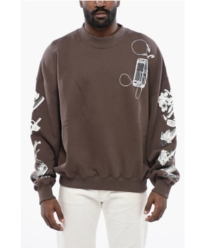 Lente-Zomer, Bruin, Logo, Lange mouwen, Print, Oversized, AARDENUANCES