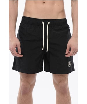 Frühling-Sommer, Schwarz, 3 Taschen, Kordelzug in der Taille, Logo, Made in Italy