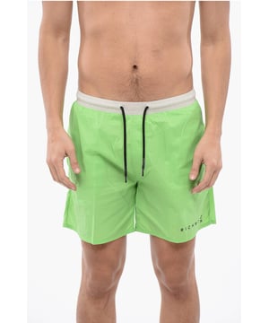 Primavera-Verano, Logotipo, Estampado, Verde, Blanco, 2 bolsillos, Cintura elástica