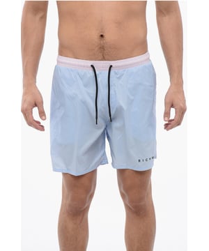 Primavera-Verano, Logotipo, Estampado, Rosa, Azul, Cintura elástica, 2 bolsillos