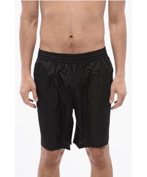 Primavera-Verano, Estampado, Negro, Cintura elástica, Logotipo, Hecho en Italia, 3 bolsillos