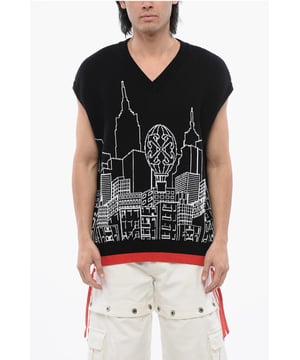 Primavera-Verano, Bordado, Escote en V, Negro, Sin mangas