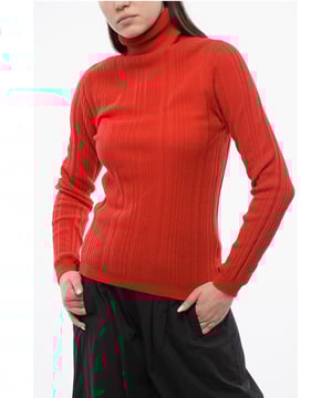 Primavera-Verano, Cuello alto, Rojo, Manga larga, Mezcla de cachemira, Logotipo, Punto