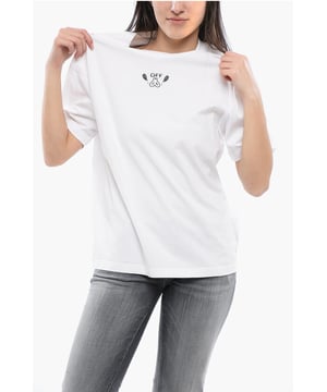 Frescor sin esfuerzo, Primavera-Verano, Manga corta, Jersey, Bordado, Hecho en Portugal, Casual, Cuello redondo, Blanco, Logotipo