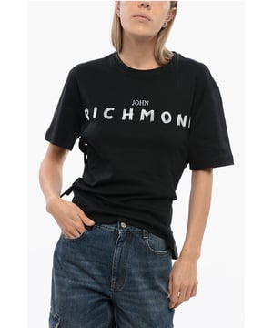 Primavera-Verano, Logotipo, Negro, Manga corta, Bordado, Escote redondo